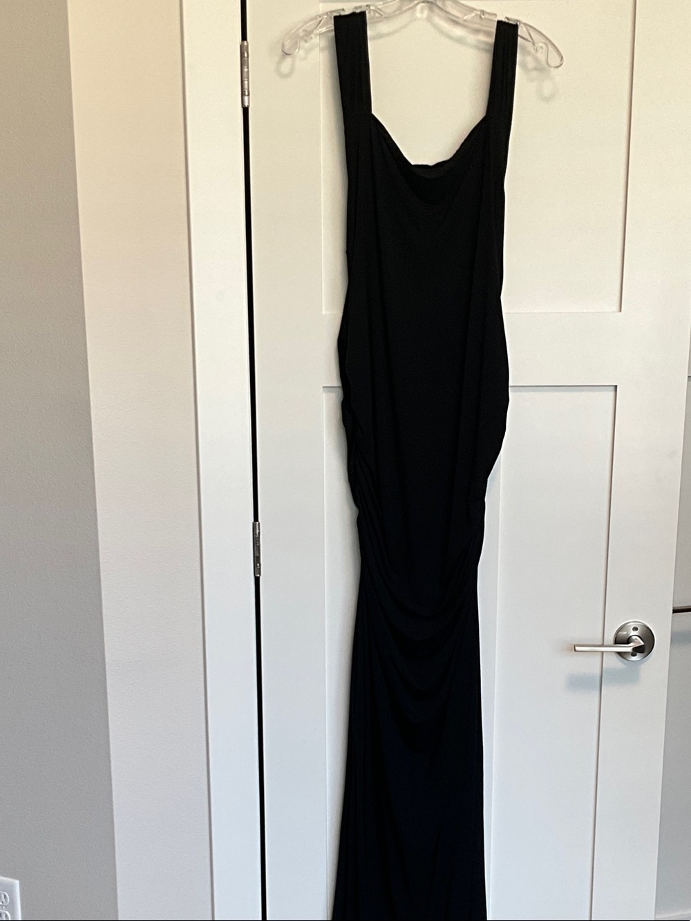 Black Sleeveless Maxi Dress with Draped Side Detail - Picture 10 of 14